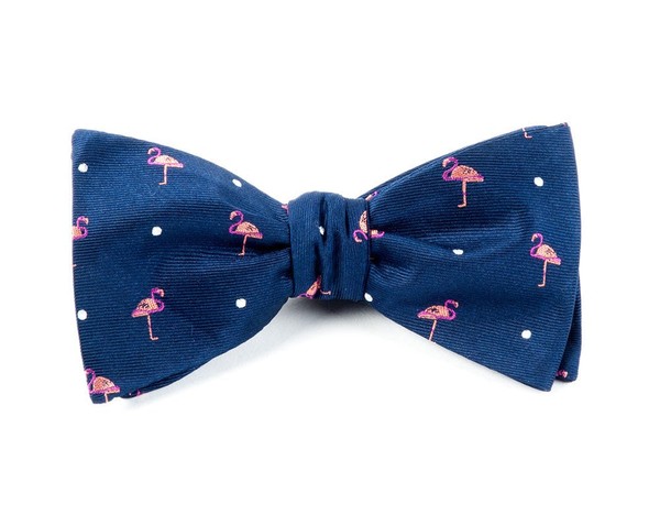 Pink Flamingo Navy Bow Tie