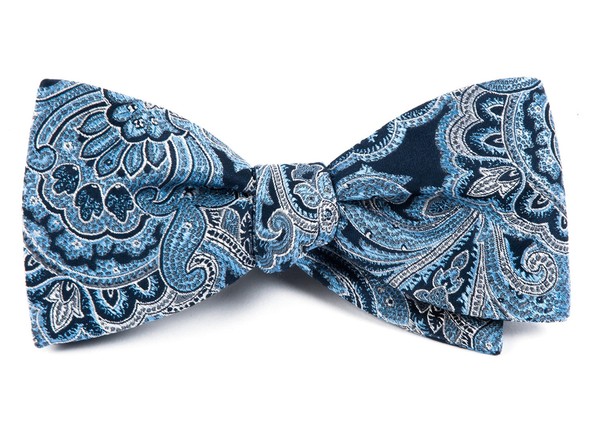 Holiday Bow Ties Mens Pocket Square Paisley Design Teal and Brown Gold Metallic
