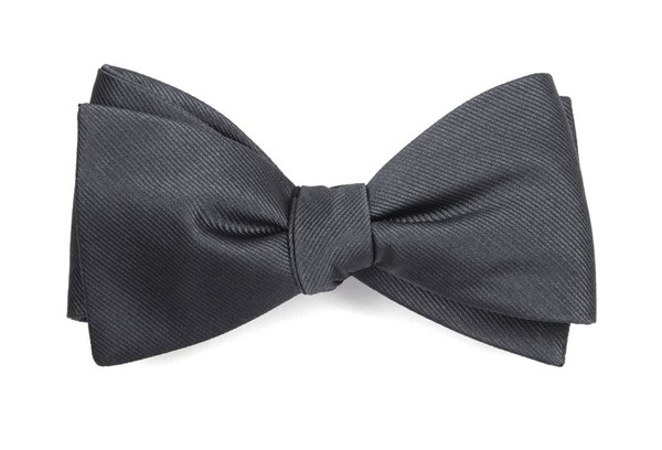 Grosgrain Solid Charcoal Bow Tie