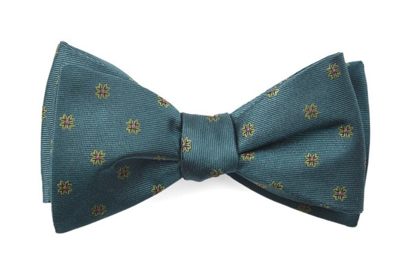 Floral Span Green Teal Bow Tie