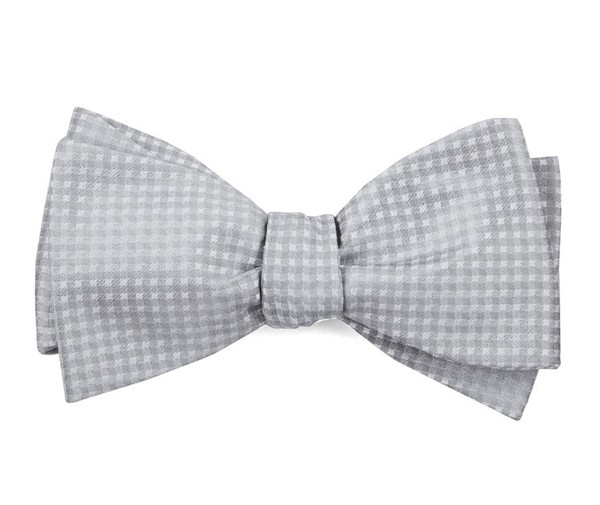 Be Married Checks Silver Bow Tie