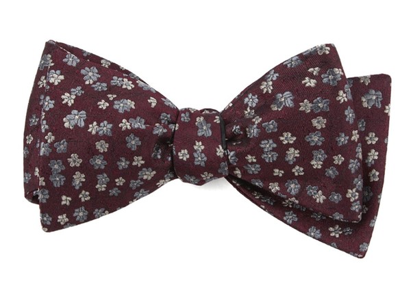 Free Fall Floral Burgundy Bow Tie