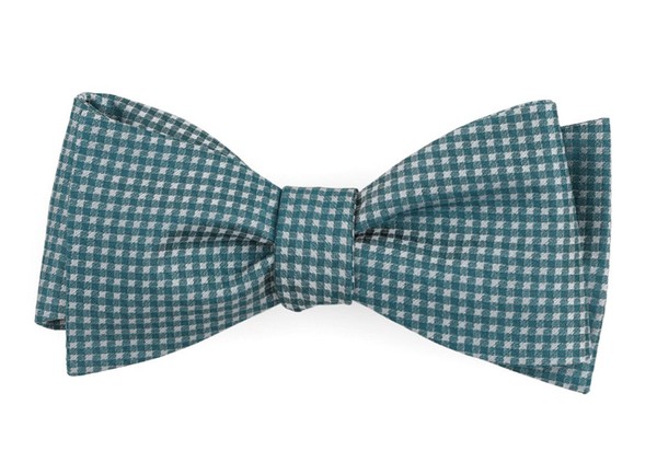 Be Married Checks Teal Bow Tie