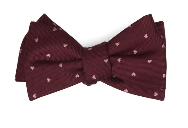 Heart To Heart Burgundy Bow Tie