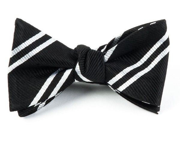 Double Stripe Black Bow Tie