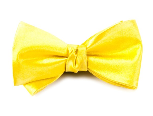 Solid Satin Yellow Bow Tie