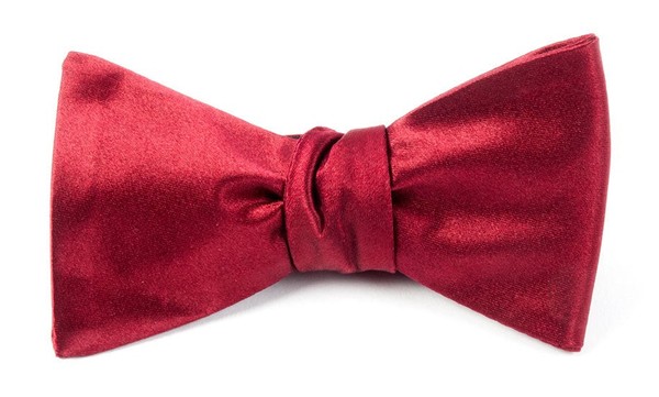 Solid Satin Red Bow Tie