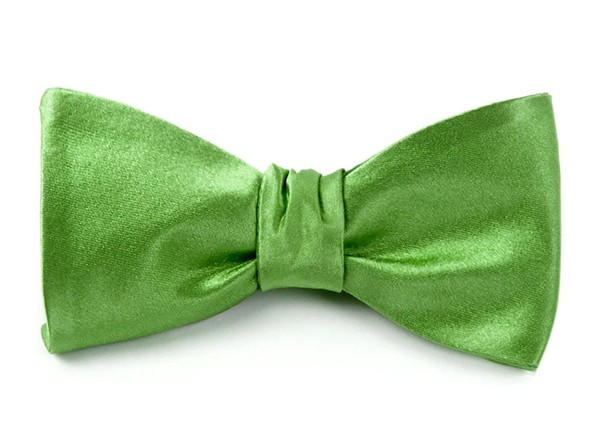 Solid Satin Apple Green Bow Tie