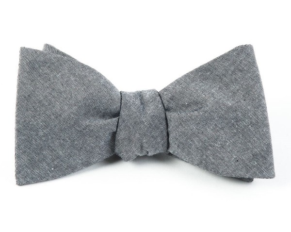 Classic Chambray Soft Grey Bow Tie