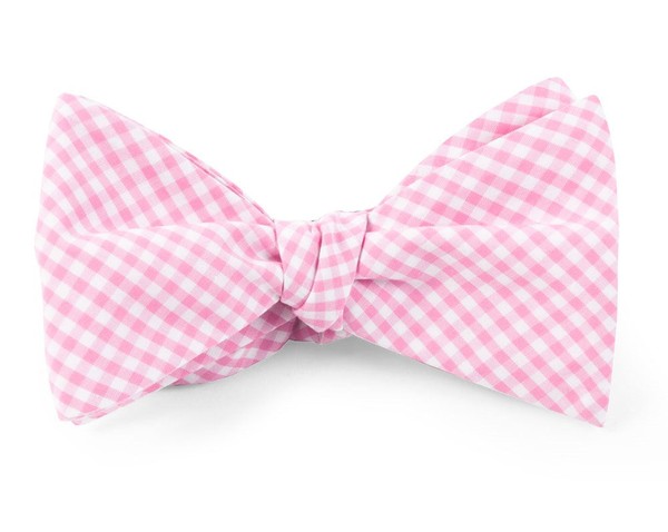 Petite Gingham Pink Bow Tie