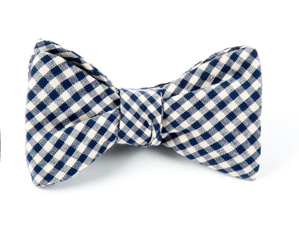 Fall Gingham Navy Bow Tie