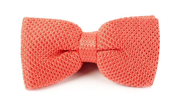 Knitted Coral Bow Tie