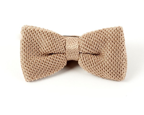 Knitted Light Champagne Bow Tie