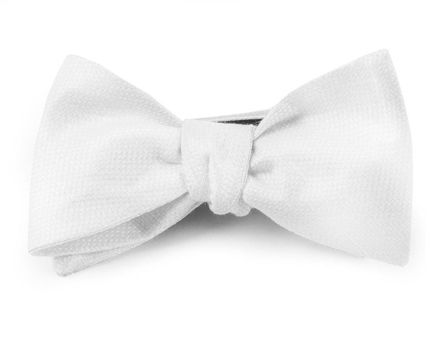 Solid Linen White Bow Tie