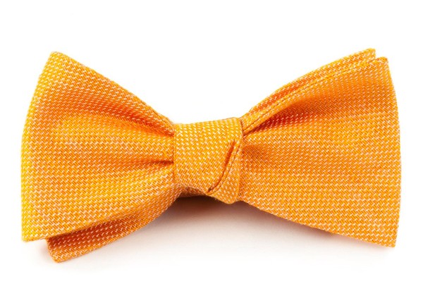 Solid Linen Tangerine Bow Tie