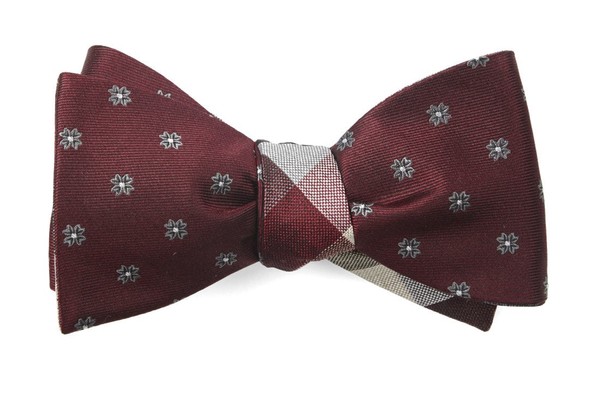 Floral Pitch Burgundy Bow Tie