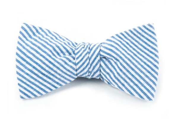 Seersucker Blue Bow Tie
