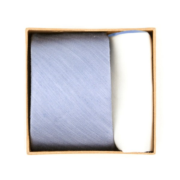 Linen Row Tie Box Sky Blue Gift Set