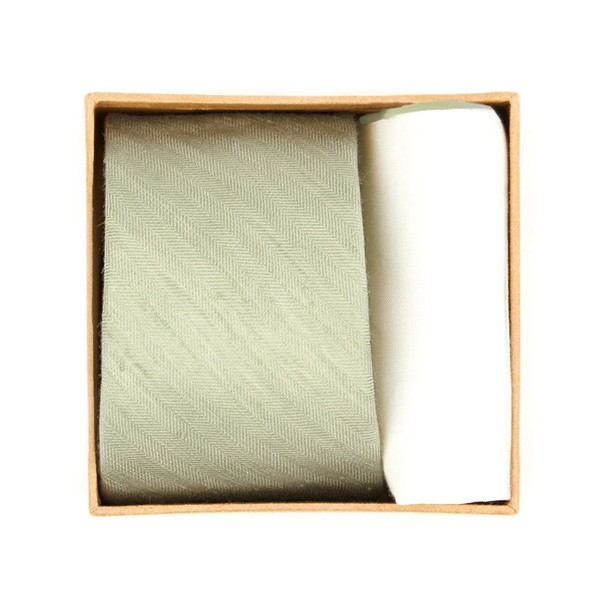 Linen Row Tie Box Sage Green Gift Set