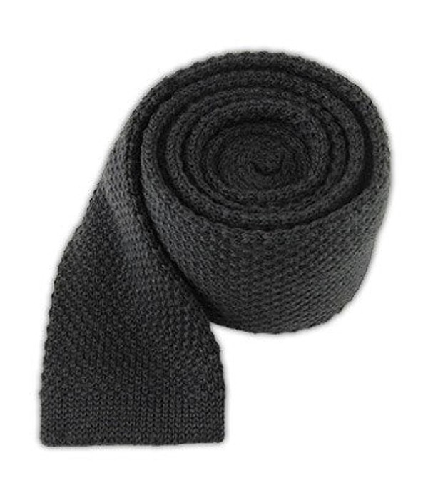 Knit Solid Wool Graphite Tie