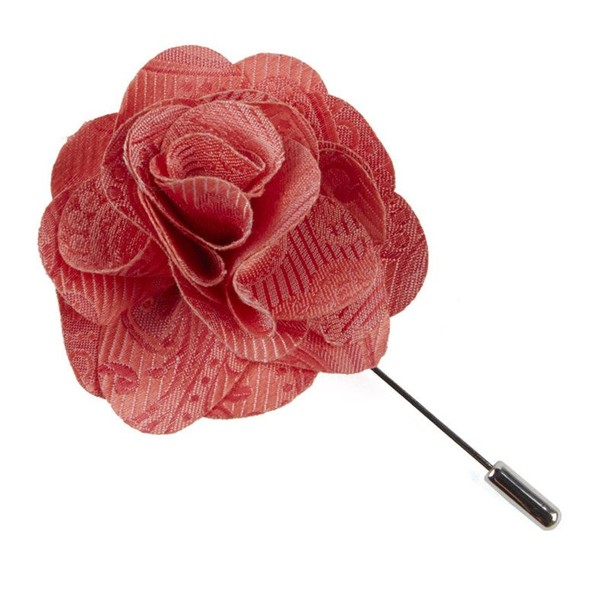 Twill Paisley Coral Lapel Flower