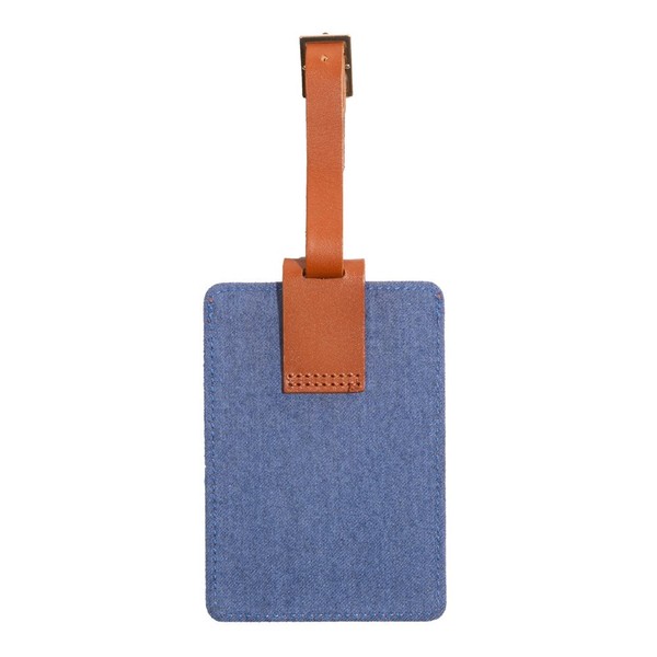 Blue Leather Luggage Tag