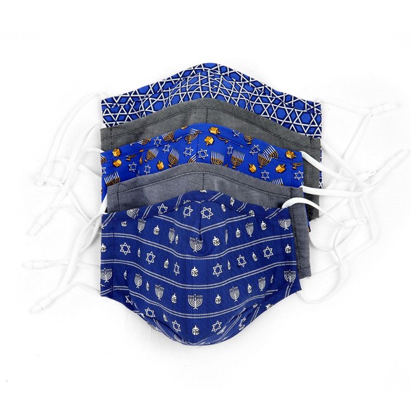 5 Pack Cotton Blue Hanukkah Face Mask