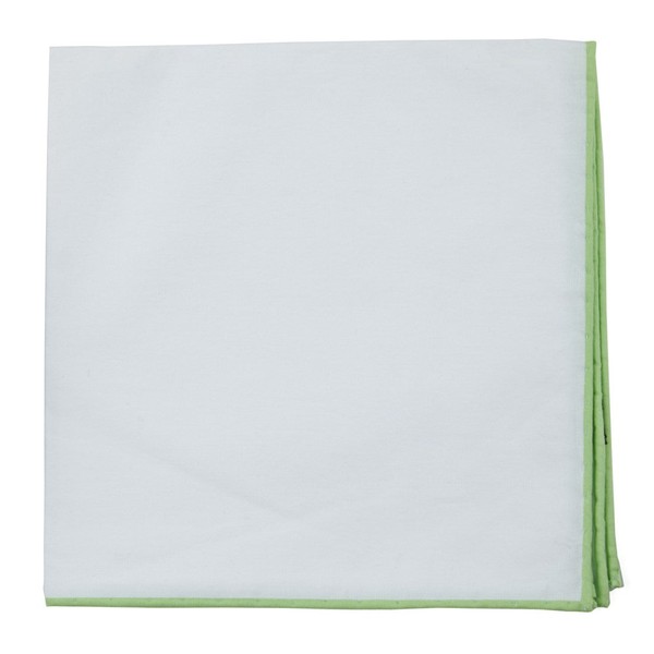 White Cotton With Border Apple Green Pocket Square