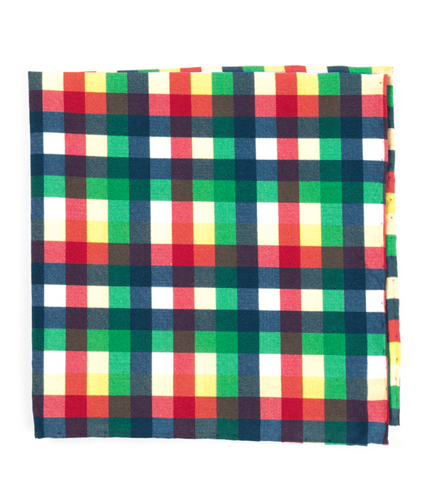 Acoustic Check Green Pocket Square