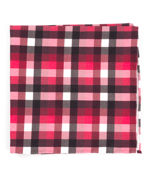 Acoustic Check Red Pocket Square