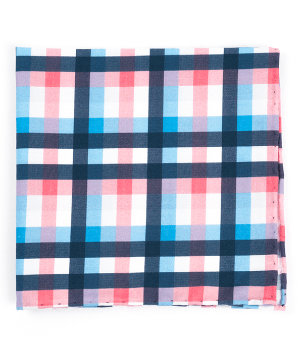 Acoustic Check Pink Pocket Square