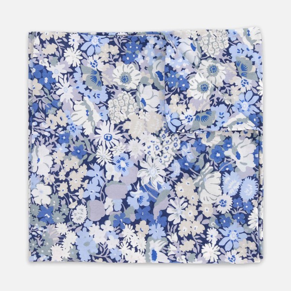 Thorpe Floral Blue Pocket Square