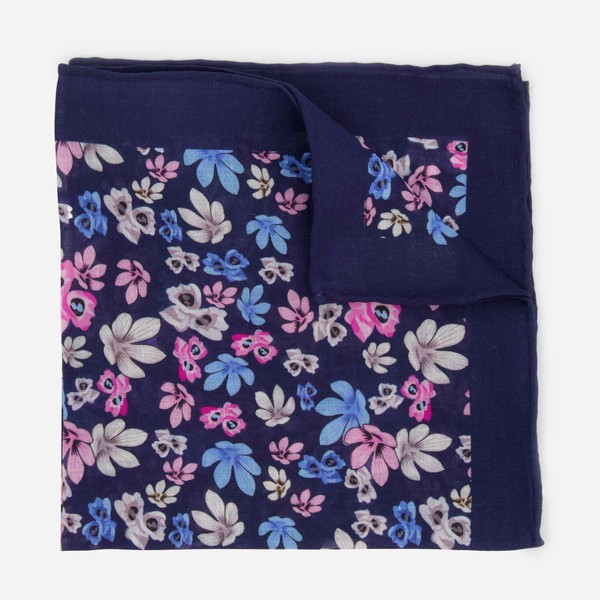 Tossed Lillies Navy Pocket Squares