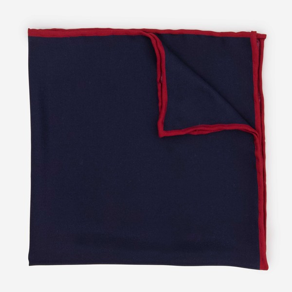 Silk with Color Pop Border Navy Pocket Square