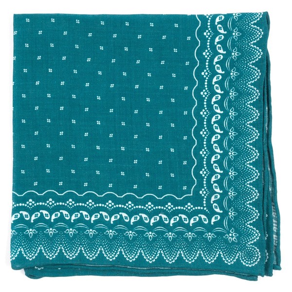 Outpost Paisley Teal Pocket Square