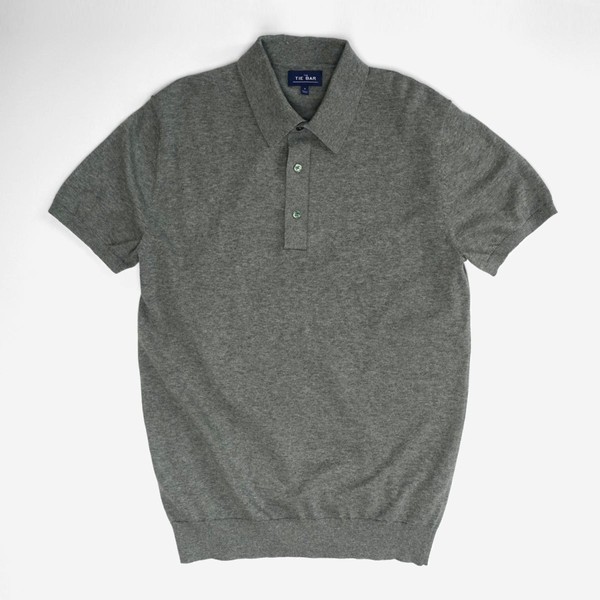 Men’s Retro Shirts | Casual Shirts and T-shirts Solid Cotton Sweater Melange Grey Polo $50.00 AT vintagedancer.com