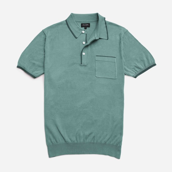 Tipped Cotton Sweater Jade Polo