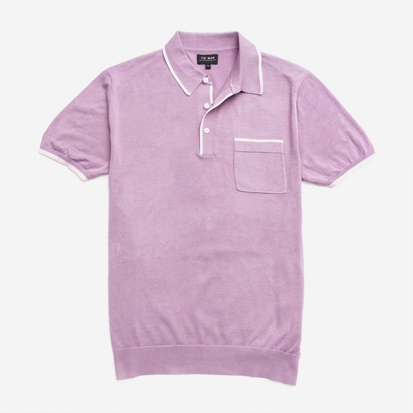 Tipped Cotton Sweater Lilac Polo