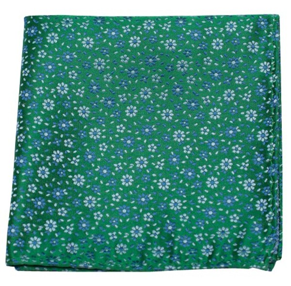 Milligan Flowers Emerald Green Pocket Square