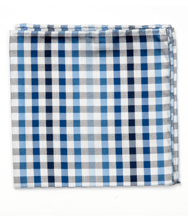 Gibson Check Blue Pocket Square