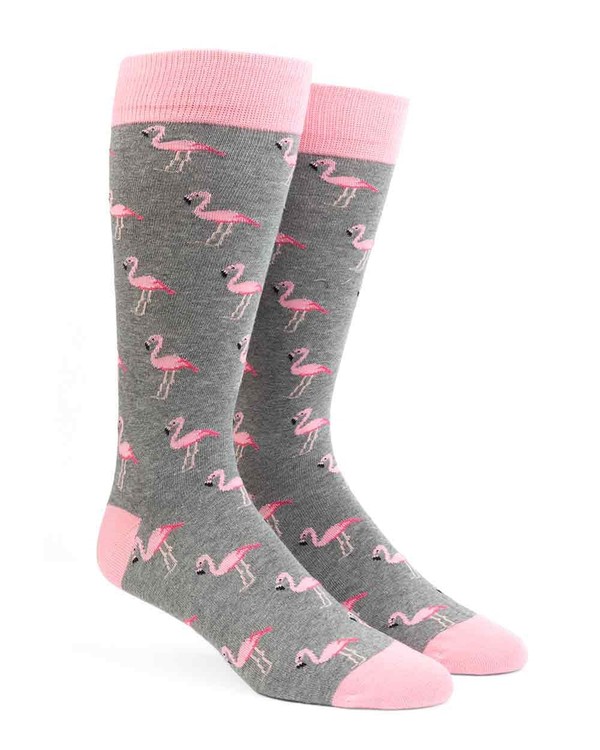 We Flamingo Together Grey Dress Socks