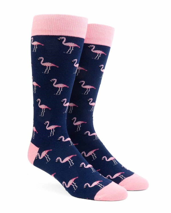 We Flamingo Together Navy Dress Socks