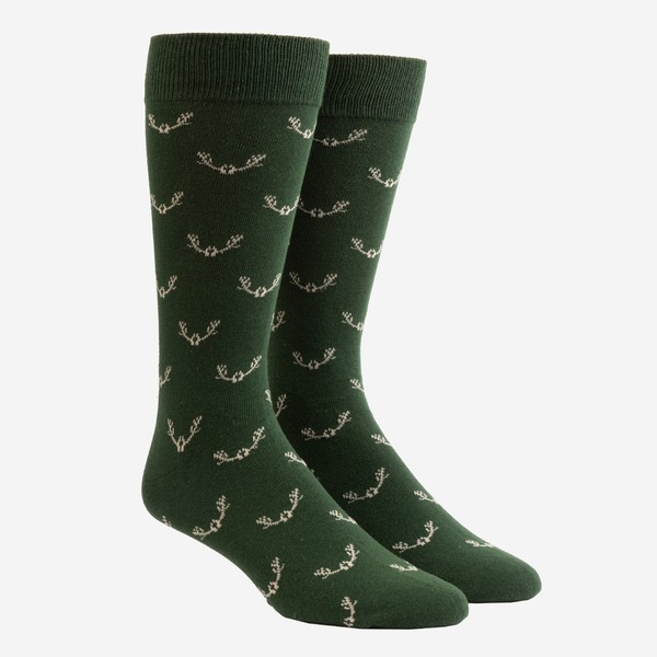 Antlers Hunter Green Dress Socks