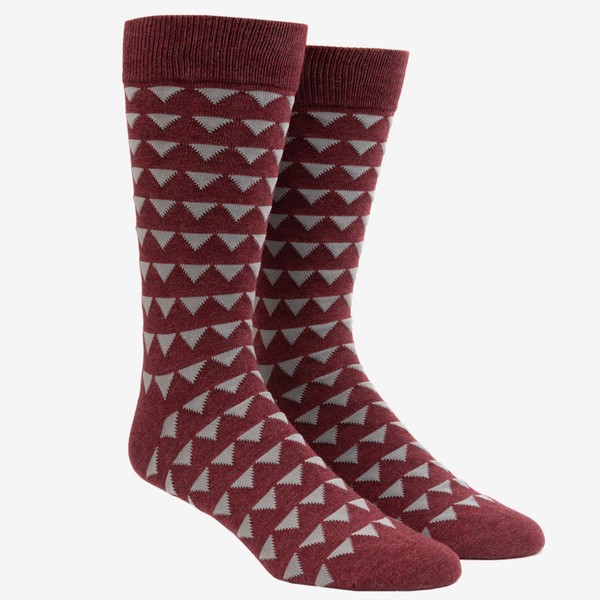 Triangle Geo Burgundy Dress Socks