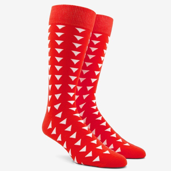 Triangle Geo Tomato Red Dress Socks