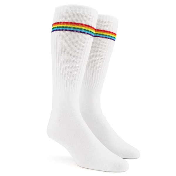 The Pride Rainbow White Crew Socks