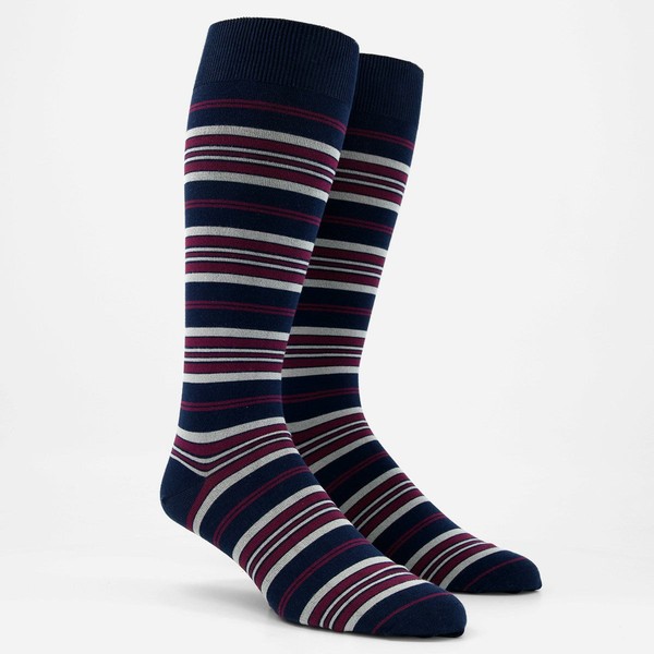 Variegated Stripe Burgundy Dress Socks