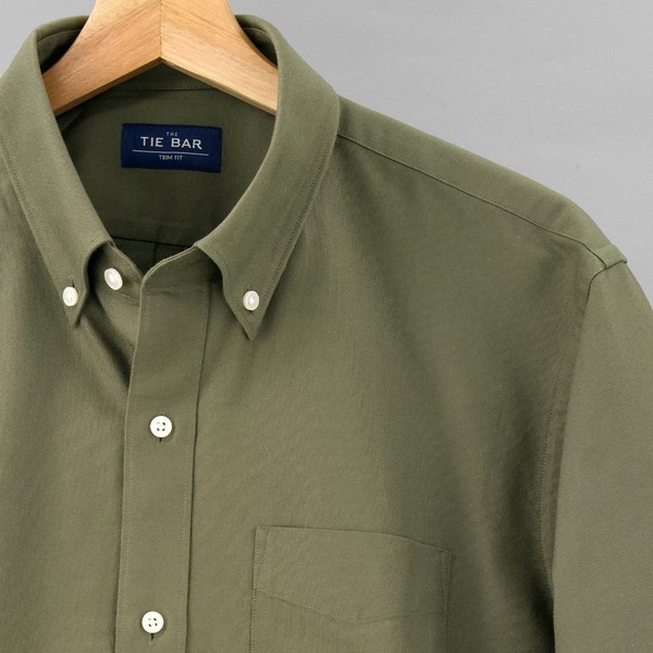 The Modern-Fit Oxford Olive Green Casual Shirt