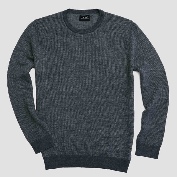 Merino Birdseye Crewneck Charcoal Sweater