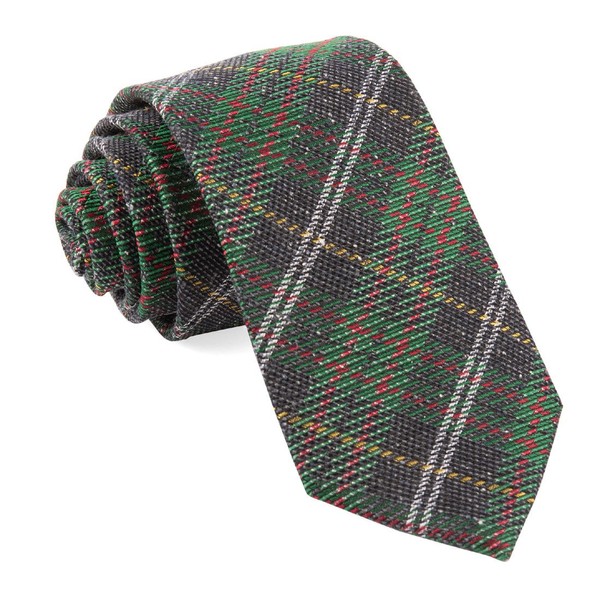 Christmas List Plaid Green Tie
